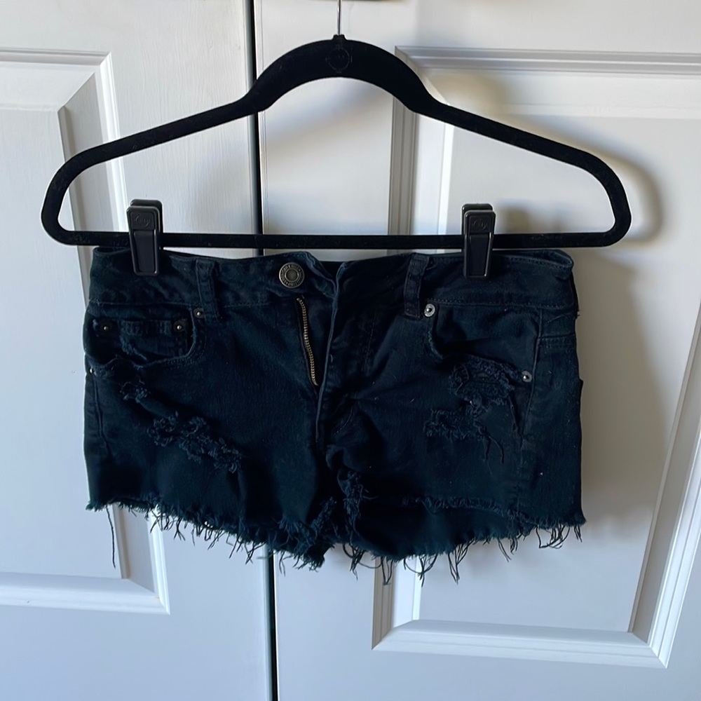 American Eagle Black ripped shorts
